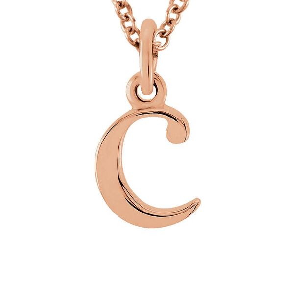 The Abbey Lower Case Initial 'c' Necklace in 14k Rose Gold, 16 Inch - Picture 1 of 3